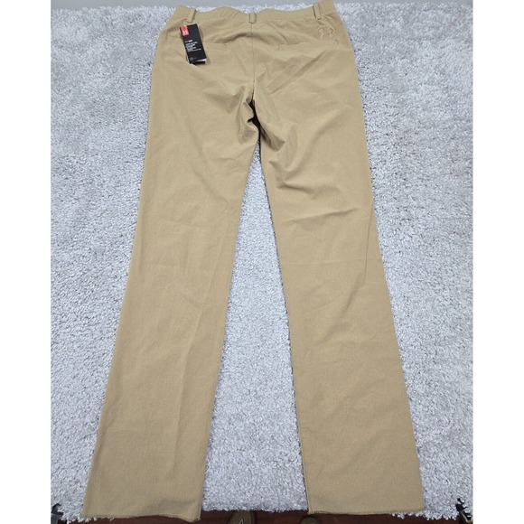 Under Armour Pants Men 36 Brown Loose Heat Gear Lightweight Unhemmed Office Golf - Picture 8 of 14